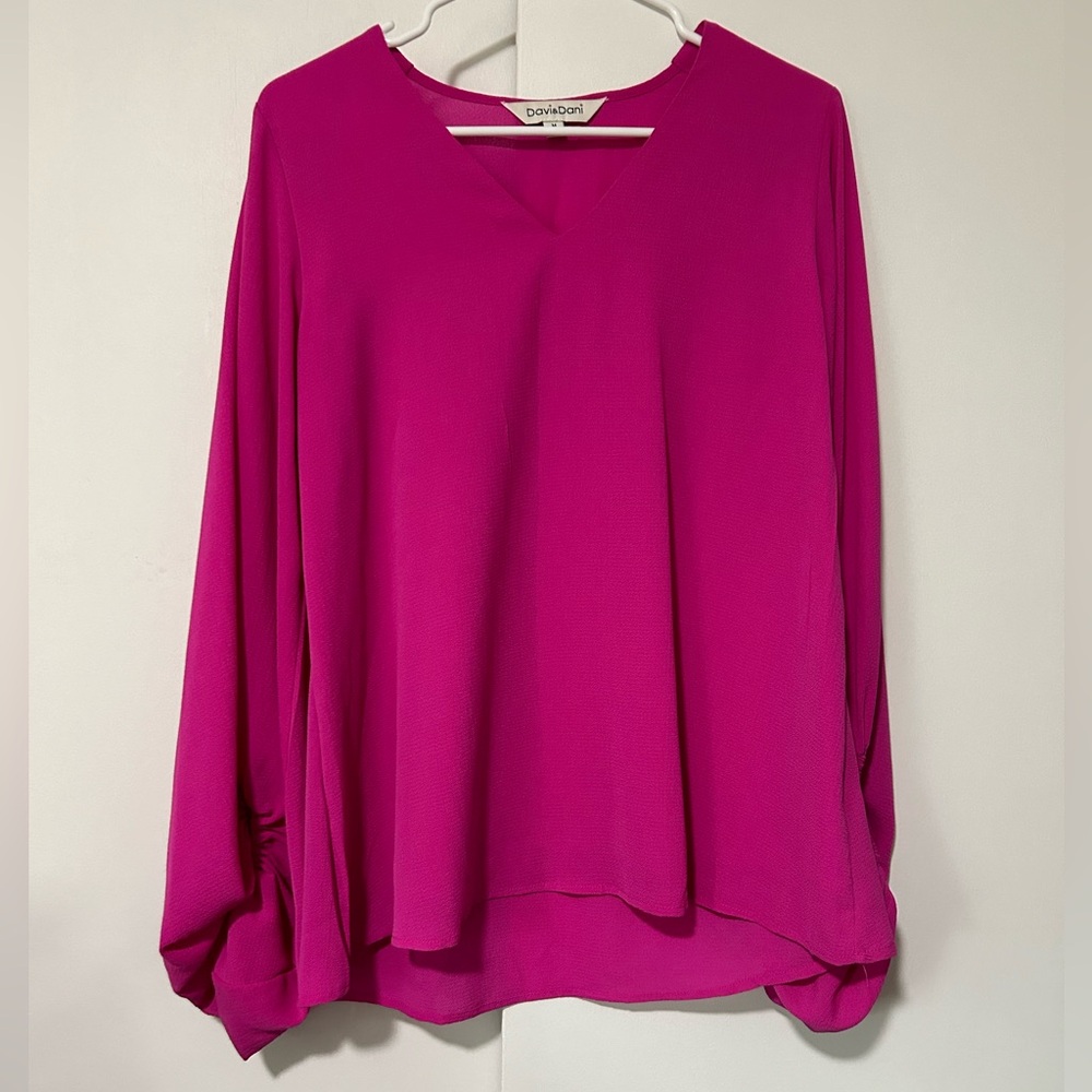 Magenta bubble sleeve blouse Pink Lily